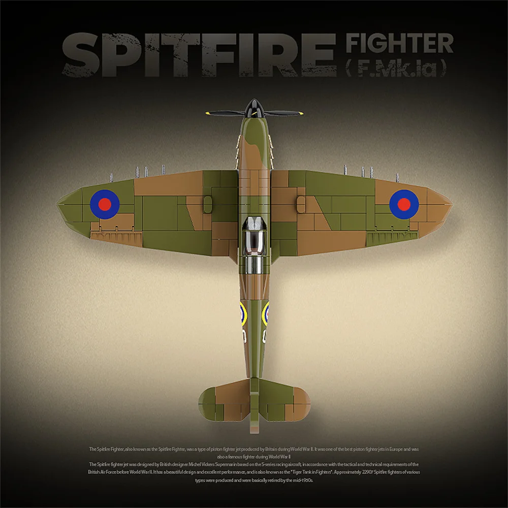 World War Army Military Soldiers SWAT UK: Spitfire Fighter F MK. la type Model Building Blocks Bricks Toys Gift World War Army Military Soldiers SWAT UK: Spitfire Fighter F MK. la type Model Building Blocks Bricks Toys Gift