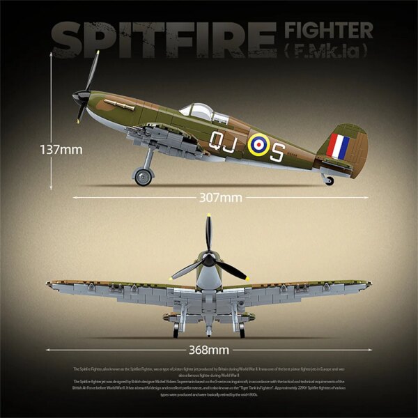 690-crwmmr.jpg World War Army Military Soldiers SWAT UK: Spitfire Fighter F MK. la type Model Building Blocks Bricks Toys Gift