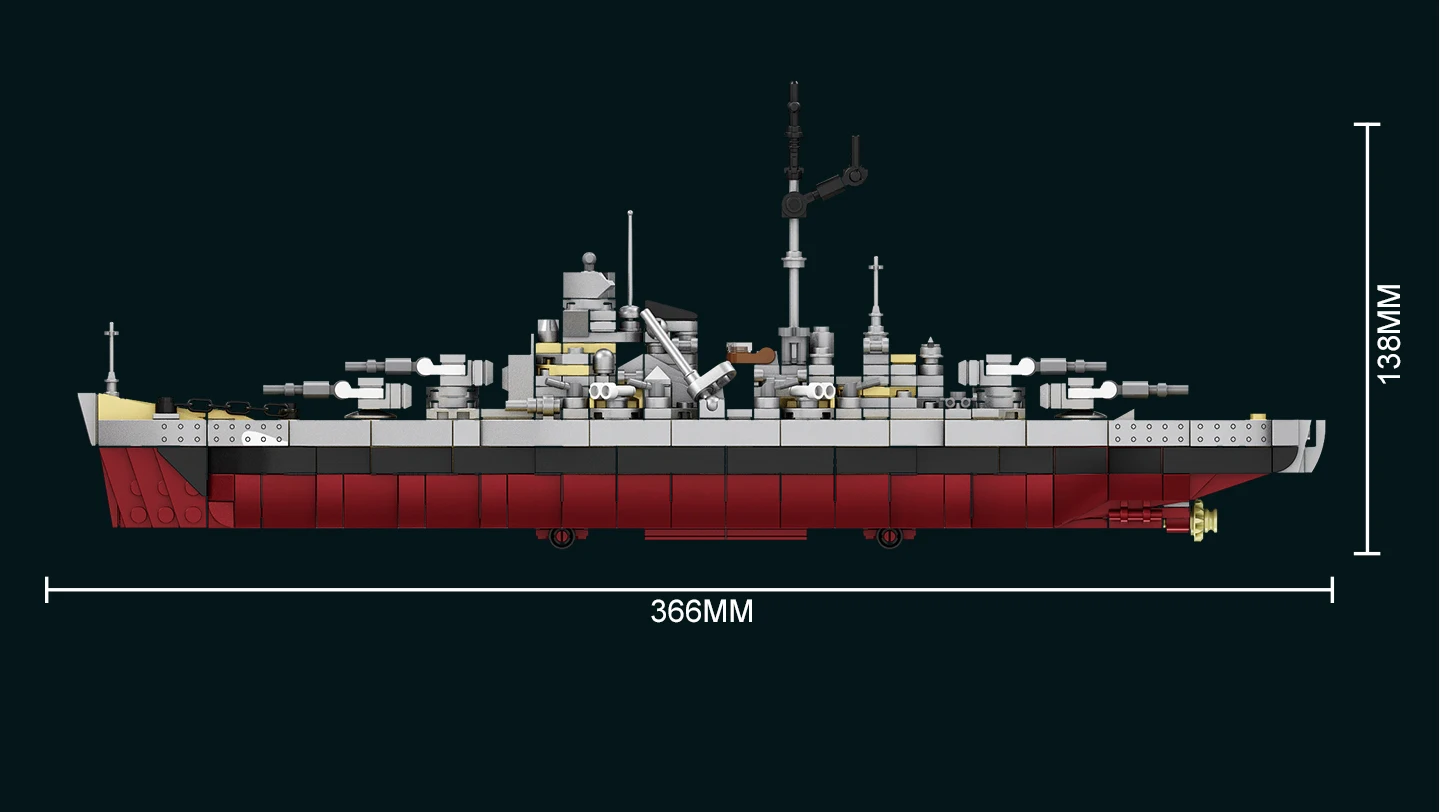 World War Army Military Soldiers KMS Bismarck Battleship Armored Vehicle Building Blocks Bricks Assembly Toys