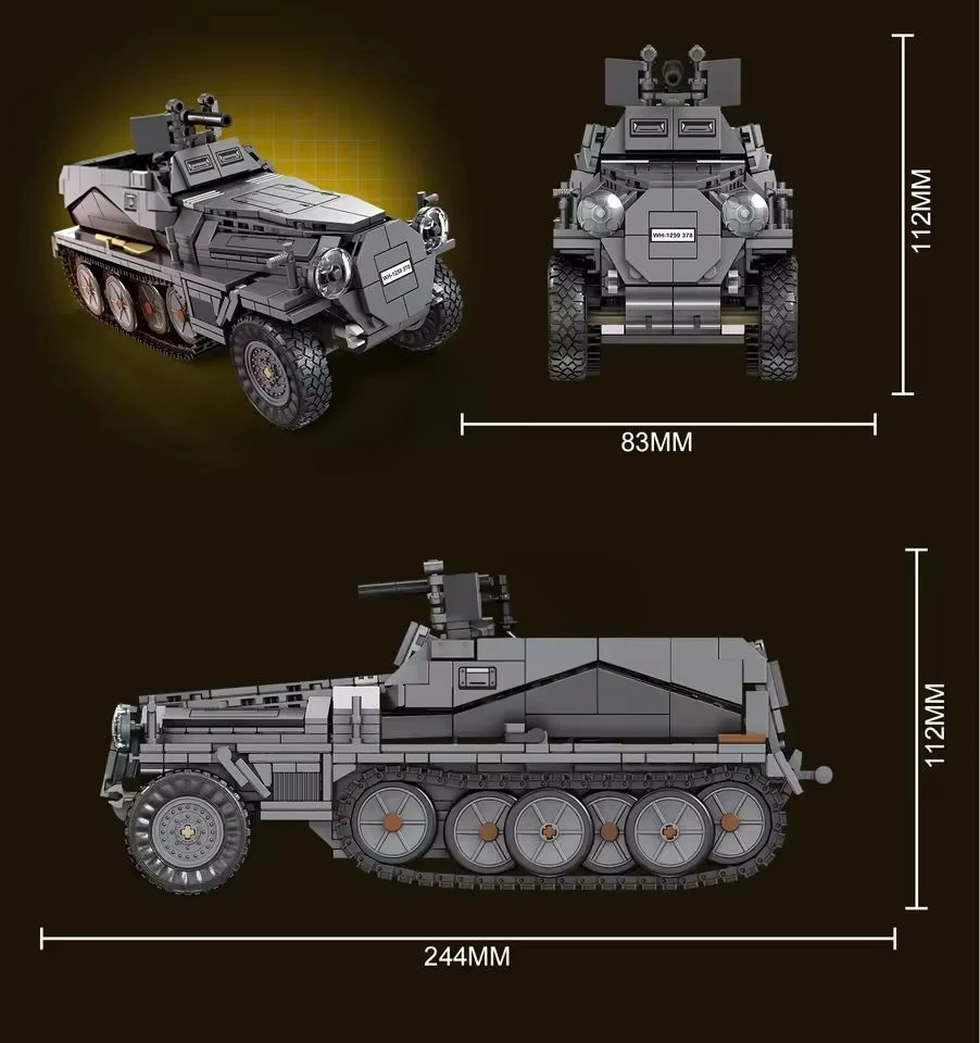 World War Army Military Soldiers KMS Bismarck Battleship Armored Vehicle Building Blocks Bricks Assembly Toys
