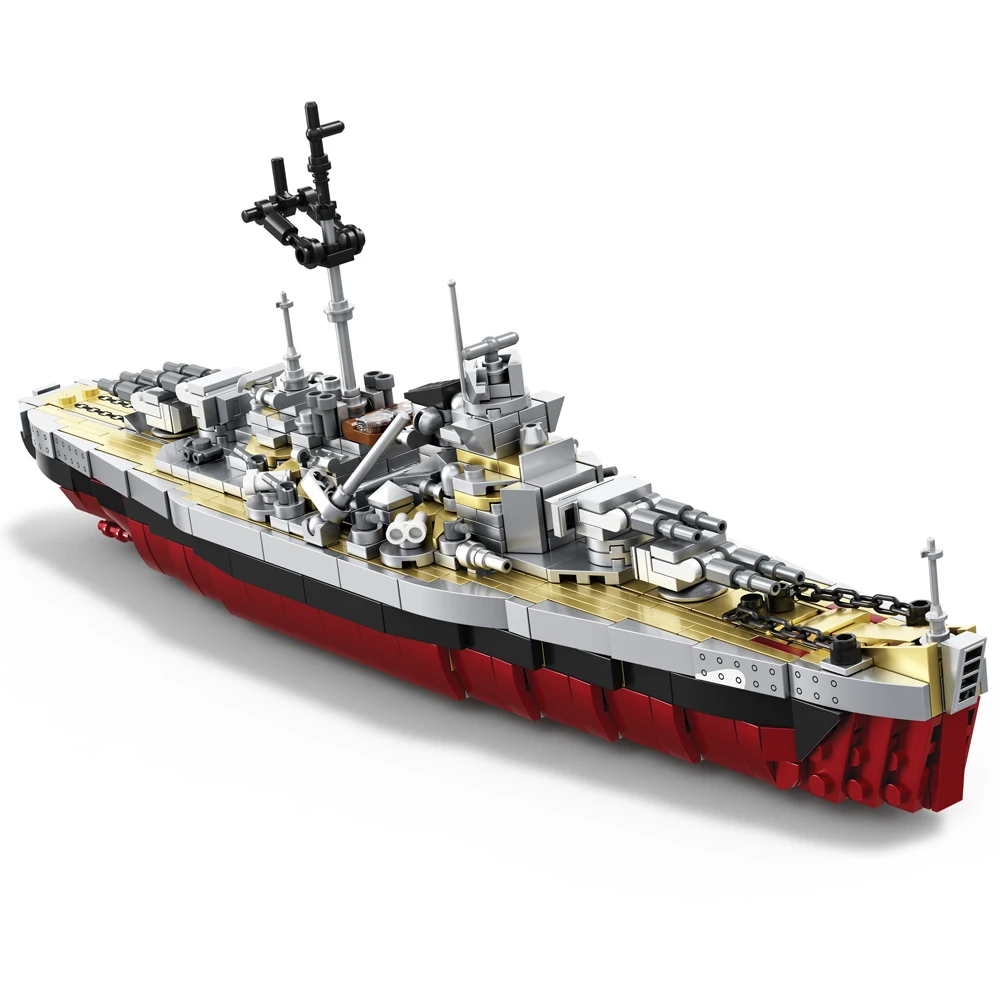 World War Army Military Soldiers KMS Bismarck Battleship Armored Vehicle Building Blocks Bricks Assembly Toys