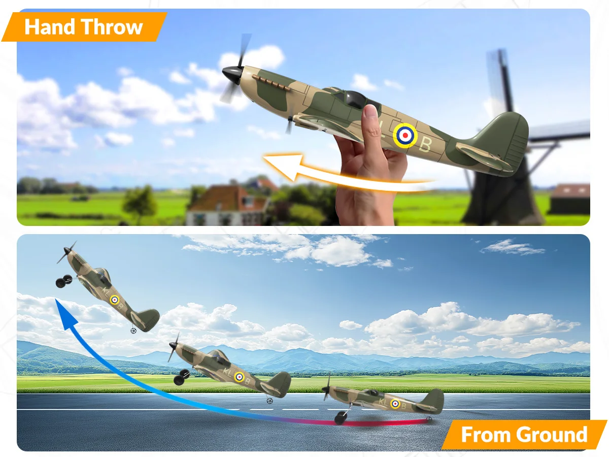 Spitfire RC Plane 2.4G 3CH Gyro Stabilizer Fixed Wing EPP Foam 400MM Wingspan Airplane RTF Fighter for Boys Children Spitfire RC Plane 2.4G 3CH Gyro Stabilizer Fixed Wing EPP Foam 400MM Wingspan Airplane RTF Fighter for Boys Children