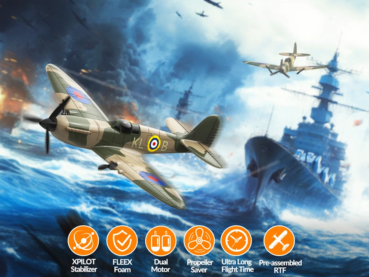 Spitfire RC Plane 2.4G 3CH Gyro Stabilizer Fixed Wing EPP Foam 400MM Wingspan Airplane RTF Fighter for Boys Children Spitfire RC Plane 2.4G 3CH Gyro Stabilizer Fixed Wing EPP Foam 400MM Wingspan Airplane RTF Fighter for Boys Children
