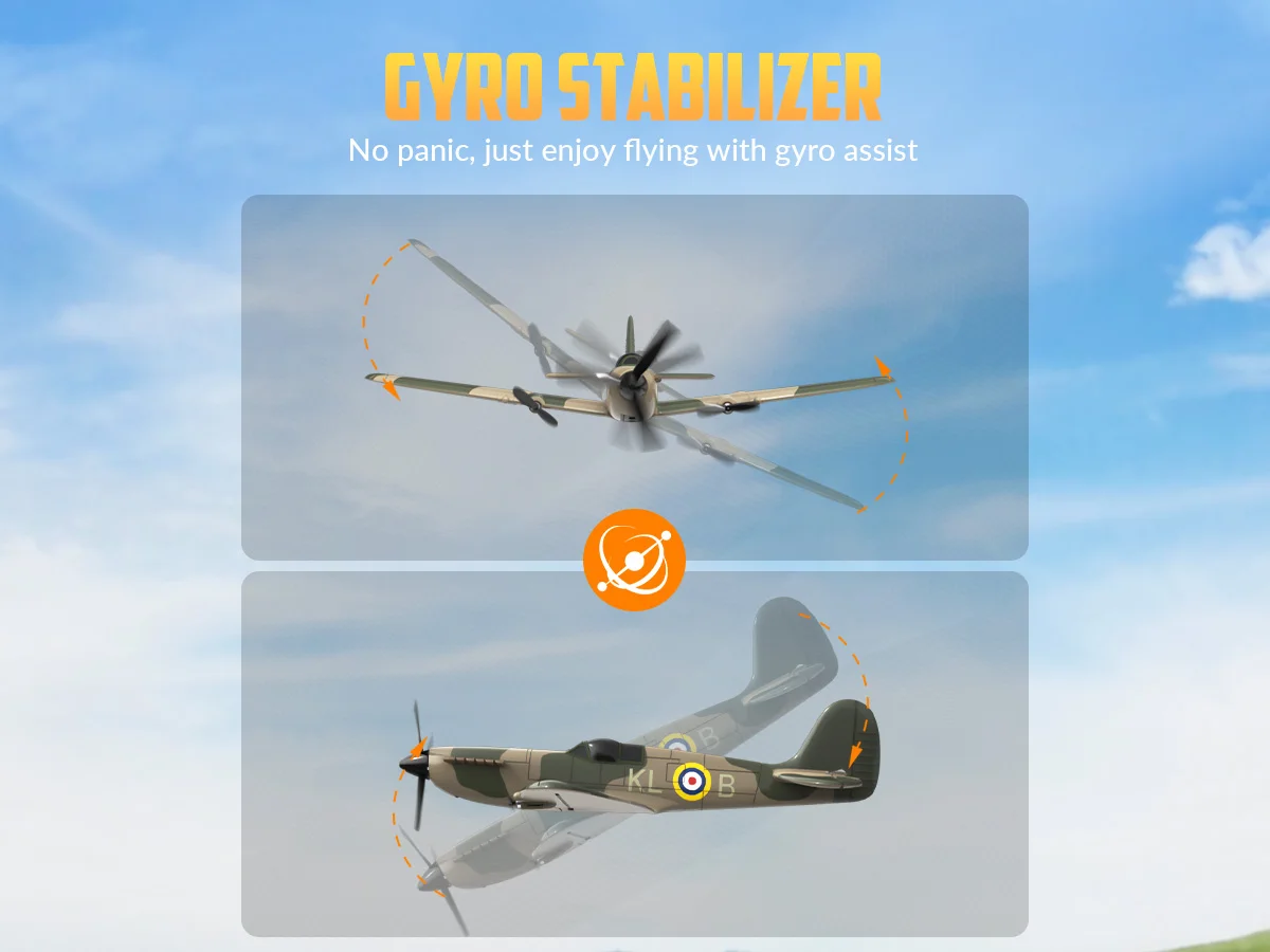 Spitfire RC Plane 2.4G 3CH Gyro Stabilizer Fixed Wing EPP Foam 400MM Wingspan Airplane RTF Fighter for Boys Children Spitfire RC Plane 2.4G 3CH Gyro Stabilizer Fixed Wing EPP Foam 400MM Wingspan Airplane RTF Fighter for Boys Children