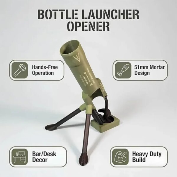 850-2gnmme.jpg Mortar Beer Bottle Opener Tactical Cap Launcher Hands Free Push Down Fun Cap Launching Game For Home Bar Party Game Night